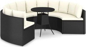 vidaXL 7 részes fekete polyrattan kerti kanapészett párnákkal