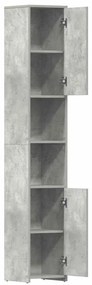 Betonszürke szerelt fa fürdőszobaszekrény 30 x 30 x 183,5 cm