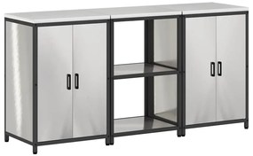 Konyhai Tároló Készlet polcokkal 3 pcs Ezüst 180 x 50 x 92 cm