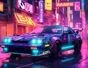 Poszter 65x50cm Éjszakai rally Neo-Tokióban