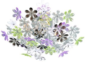 Krómozott mennyezeti lámpa többszínű műanyag virágokkal 56 cm - Fiore