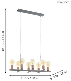 Eglo Adri 1 97449 függeszték, 8x60W E27