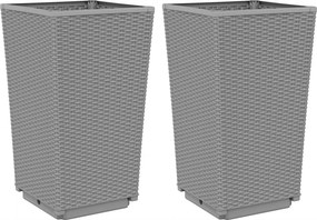 vidaXL 2 db világosszürke polipropilén kerti virágláda 32,5x32,5x57 cm