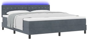Box Spring Ágy Matraccal &amp; LED Sötétszürke 180x200 cm Bársony