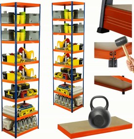 Tárolószekrény fém állvány Helios 270x40x40cm 8Px175kg Tömör Magas