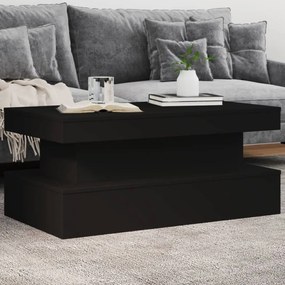 Fekete dohányzóasztal LED-lámpákkal 90x50x40 cm