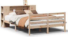 vidaXL tömör fenyőfa könyvespolcos ágy matrac nélkül 140 x 200 cm