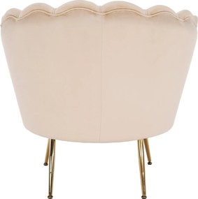 Fotel Art-deco stílusban, bézs Velvet anyag/gold chróm-arany, NOBLIN
