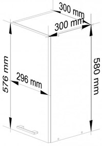 Konyhaszekrény OLIVIA W30 H580 - fehér/beton.