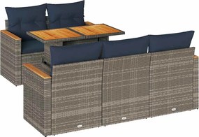 vidaXL 6 részes szürke polyrattan kerti ülőgarnitúra párnákkal