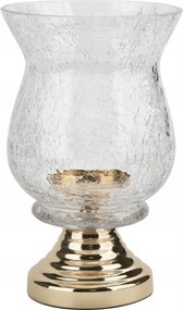 Üveg gyertyatartó 13x13x20 cm arany átlátszó