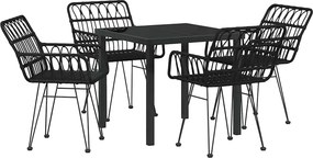 vidaXL Kert étkező szett 5 pcs Fekete Porszórt acél