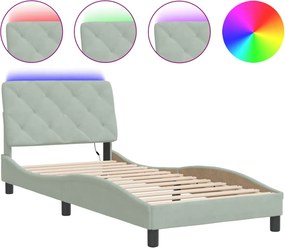 vidaXL világosszürke bársony ágykeret LED-ekkel matrac nélkül 80 x 200 cm