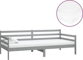 vidaXL szürke tömör fenyőfa dívány matraccal 90 x 200 cm