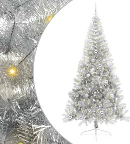 vidaXL Mesterséges, előre világított karácsonyi fa Ezüst 240 cm PET
