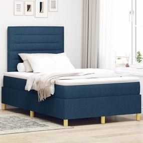 Box Spring Ágy Matrac & LED Kék 120x200 cm Szövet
