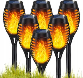Napelemes Kerti Lámpa Led Fáklya Beszúrható Láng Effekt Vízálló 6x