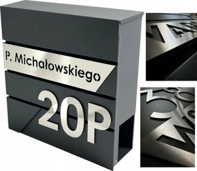 Nagy Című Postaláda (lézer Rozsdamentes Acél Tábla), antracit