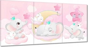 Vászonkép 120x60 Elefánt- és nyúlcsalád