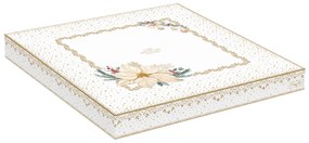 Karácsonyi porcelán tortaál lapáttal Ø 32 cm díszdobozban fehér arany mikulásvirág White Elegance