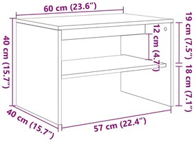 betonszürke szerelt fa TV-szekrény 60x40x40 cm