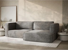 Szürke zsenília kinyitható-tárolóhelyes sarokkanapé (jobb oldali-heverő résszel) Velto – Maison de Rêve