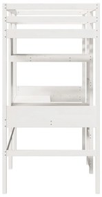 fehér tömör fenyő galériaágy-keret matrac nélkül 90 x 190 cm