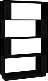 vidaXL fekete tömör fenyőfa könyvszekrény/térelválasztó 80x25x132 cm