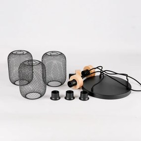 Brilagi - BASKLITE kábeles csillár 3xE27/15W/230V kaucsukfa/fekete