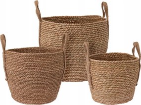 Bézs fonott kosár fogantyúkkal Boho Szett