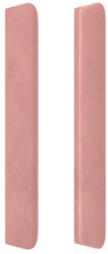 rózsaszín bársony LED-es fejtámla 203x16x118/128 cm