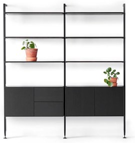 Fekete könyvespolc tölgyfa dekorral 98x210 cm Edge by Hammel – Hammel Furniture