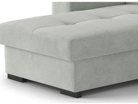 PALERMO ággyá alakítható kanapé tárolóval és puffal, világosszürke, balos kivitel