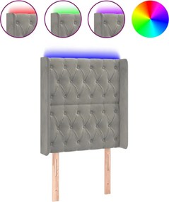 vidaXL világosszürke bársony LED-es fejtámla 83x16x118/128 cm
