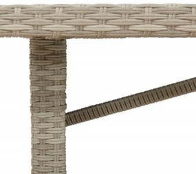szürke polyrattan üveglapos kerti asztal 190x80x74 cm