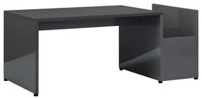 Magasfényű szürke szerelt fa dohányzóasztal 90 x 45 x 35 cm