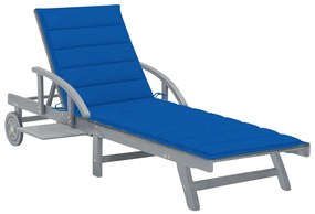 vidaXL tömör akácfa kerti napozóágy párnával