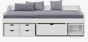 Ágy tárolóhellyel, fehér, tömörfa, 90x200, MAXI NEW