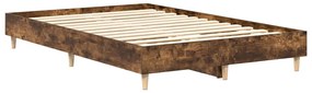 füstös tölgy színű szerelt fa ágykeret matrac nélkül 135x190 cm