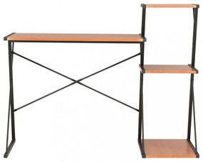 fekete és barna íróasztal polccal 116 x 50 x 93 cm