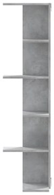 betonszürke szerelt fa fali sarokpolc 36,5 x 36,5 x 140 cm
