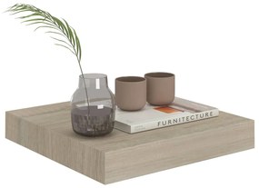 4 db tölgyszínű MDF lebegő fali polc 23 x 23,5 x 3,8 cm
