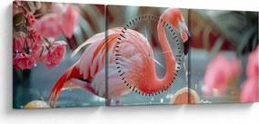 Kép - Flamingó a tóban (órával) (90x30 cm)