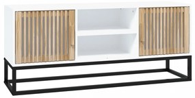 fehér szerelt fa és vas TV-szekrény 105x30x45 cm