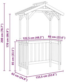 Grillsátor Barna 133.5 x 63 x 200 cm Impregnál szőke fenyő