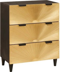 vidaXL Széf Fekete és Arany 60 x 33 x 75 cm Tömör Mangófát