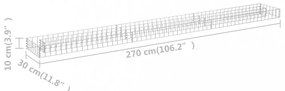 horganyzott acél gabion magaságyás 270 x 30 x 10 cm