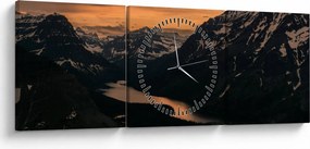 Egy tó képe a hegyek között (órával) (90x30 cm)