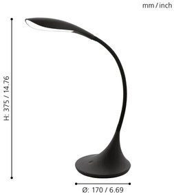 Eglo 94673 - LED Szabályozható fényerejű lámpa DAMBERA 1xLED/4,5W/230V fekete