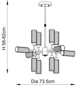 Endon 92214 - TOUR rúdon függő csillár 12xG9/3W/230V sárgaréz